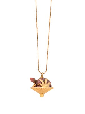 Lot 389 - RHODOCHROSITE PENDANT, 1970s