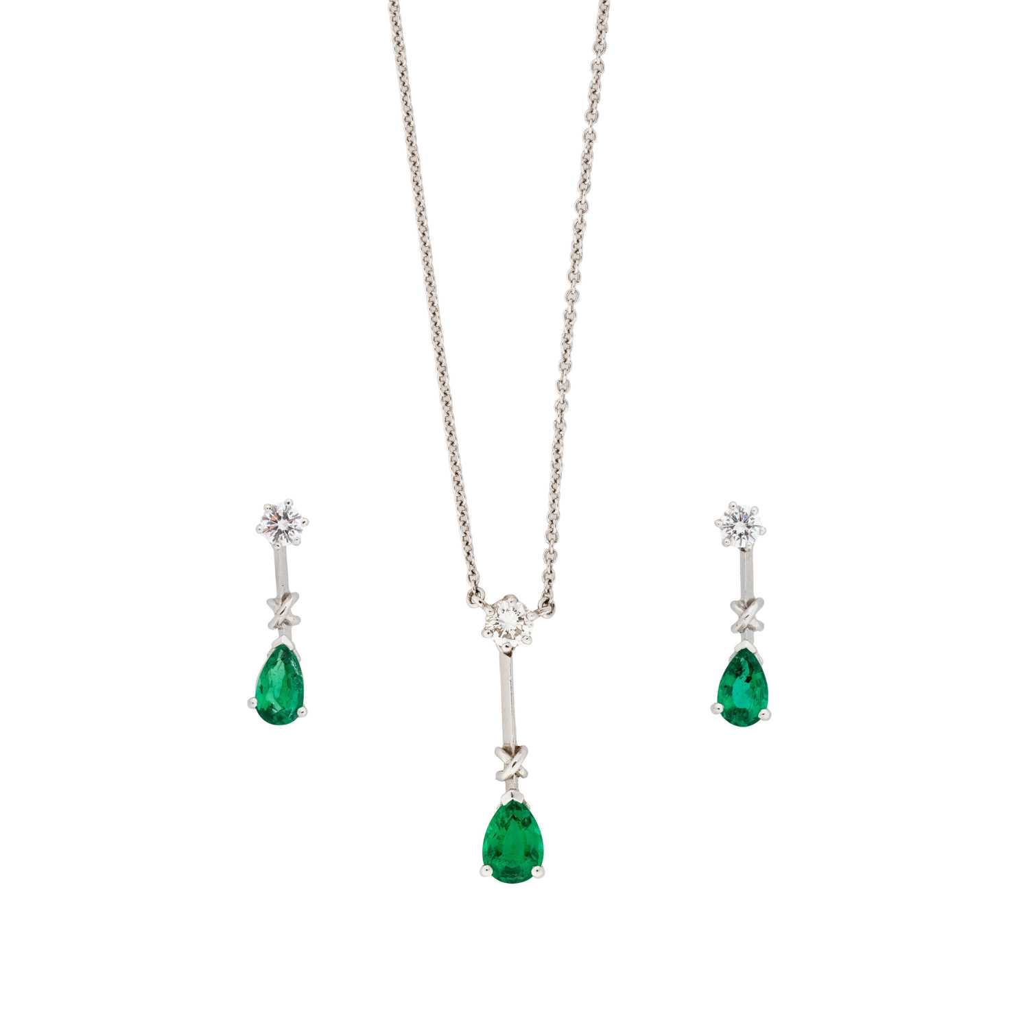 Lot 363 - MAPPIN & WEBB: EMERALD AND DIAMOND DEMI-PARURE, 2000