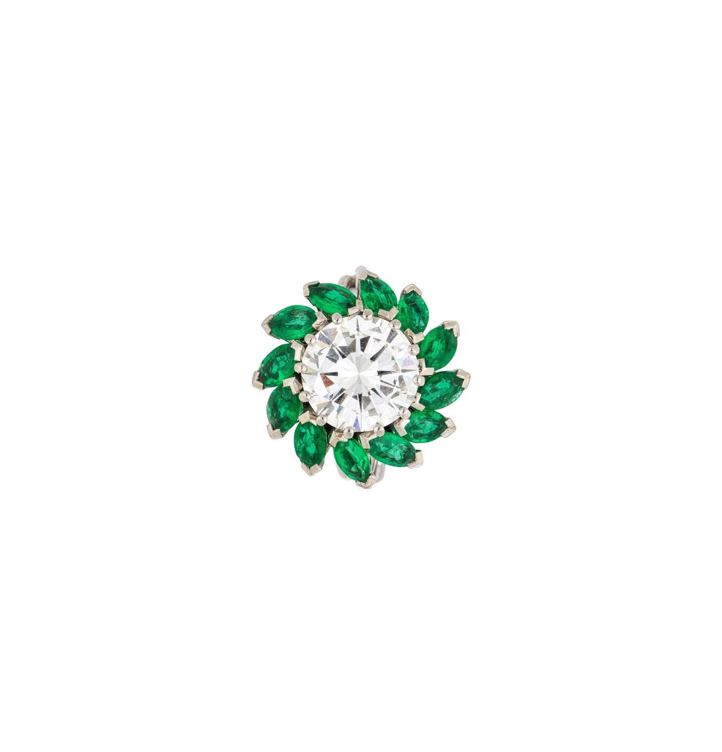 Lot 391 - EMERALD AND DIAMOND RING, 1960s