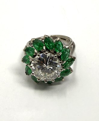 Lot 391 - EMERALD AND DIAMOND RING, 1960s
