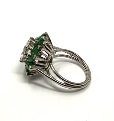 Lot 391 - EMERALD AND DIAMOND RING, 1960s