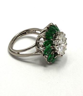 Lot 391 - EMERALD AND DIAMOND RING, 1960s