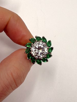 Lot 391 - EMERALD AND DIAMOND RING, 1960s