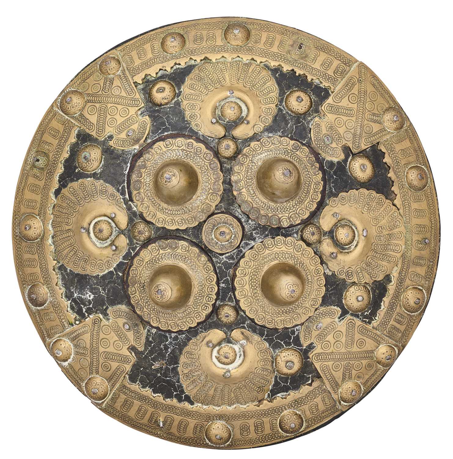 Lot 514 - A CIRCULAR INDIAN BUCKLER (DHAL), 19TH CENTURY, PROBABLY BALUCHISTAN