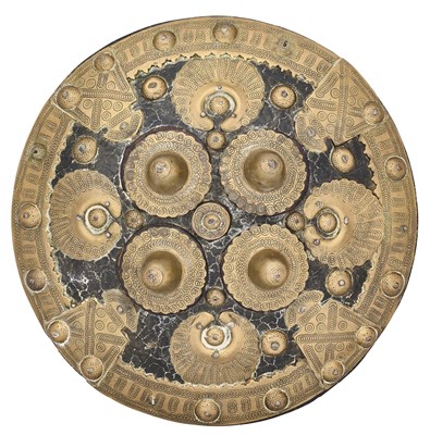 Lot 514 - A CIRCULAR INDIAN BUCKLER (DHAL), 19TH CENTURY, PROBABLY BALUCHISTAN