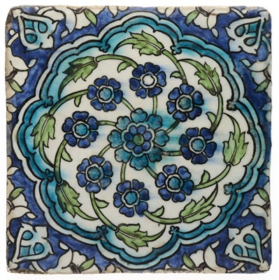 Lot 98 - A DAMASCUS TILE, OTTOMAN SYRIA, FIRST HALF 17TH CENTURY