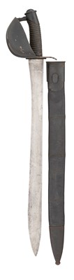 Lot 46 - A PRUSSIAN MODEL 1852 NAVAL CUTLASS, THE GUARD PIERCED BY A BULLET HOLE