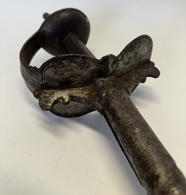 Lot 15 - AN INDIAN MACE (GURZ) WITH HILT OF FIRANGI FORM, 17TH CENTURY
