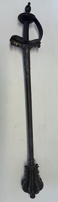 Lot 15 - AN INDIAN MACE (GURZ) WITH HILT OF FIRANGI FORM, 17TH CENTURY