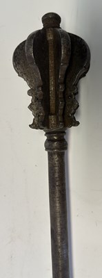 Lot 15 - AN INDIAN MACE (GURZ) WITH HILT OF FIRANGI FORM, 17TH CENTURY