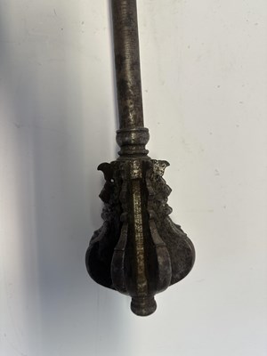 Lot 15 - AN INDIAN MACE (GURZ) WITH HILT OF FIRANGI FORM, 17TH CENTURY