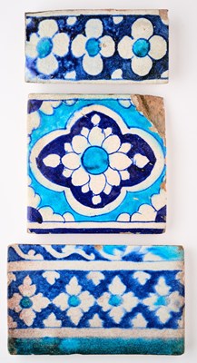 Lot 102 - THREE EARTHENWARE BORDER TILES, SINDH, 19TH CENTURY OR EARLIER