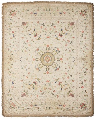 Lot 164 - A SILK EMBROIDERED BEDCOVER FOR THE EUROPEAN MARKET, CHINA, 18TH CENTURY