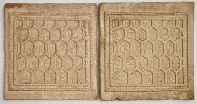 Lot 113 - TWO UNGLAZED RELIEF TILES, PROBABLY INDUS REGION, PAKISTAN, 18TH/19TH CENTURY