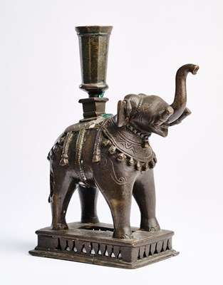 Lot 146 - A BRONZE FIGURE OF AN ELEPHANT, INDIA, 19TH CENTURY