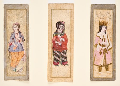 Lot 47 - THREE QAJAR FIGURE STUDIES, PERSIA, CIRCA 19TH CENTURY