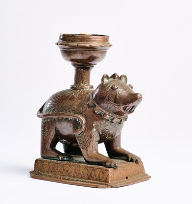 Lot 126 - A BRONZE FIGURE OF GANESHA'S RAT VAHANA, INDIA, 19TH CENTURY
