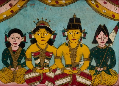 Lot 214 - A REVERSE GLASS PAINTING, JAVA, INDONESIA, 20TH CENTURY