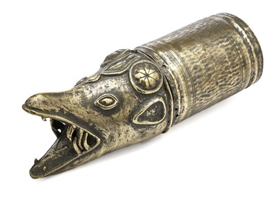 Lot 126 - A BRASS PALANQUIN POLE FINIAL, SOUTH-WESTERN INDIA, 18TH/19TH CENTURY