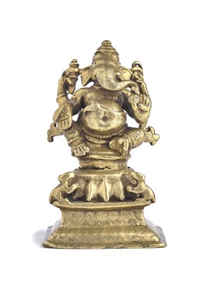 Lot 133 - A SMALL BRONZE FIGURE OF GANESHA, ORISSA, INDIA, 18TH CENTURY