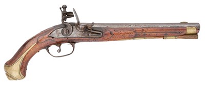 Lot 163 - A GERMAN (BRANDENBURG?) 13 BORE FLINTLOCK MILITARY HOLSTER PISTOL, REIGN OF FREDERICH II (1740-1786)