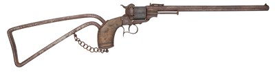 Lot 362 - A 60 BORE PIN-FIRE SIX-SHOT REVOLVING CARBINE FOR EGYPTIAN CONSTABULARY, LATE 19TH CENTURY