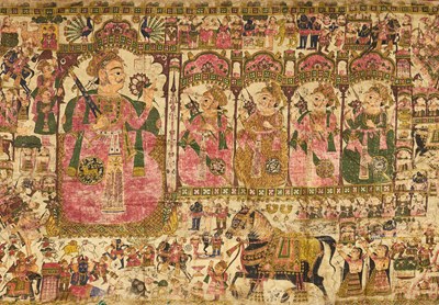 Lot 167 - A LARGE PABUJI PATA, RAJASTHAN, INDIA, 19TH CENTURY