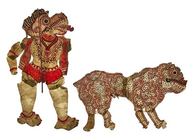 Lot 166 - TWO SHADOW PUPPETS, DECCAN, SOUTHERN INDIA, 19TH CENTURY