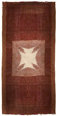 Lot 180 - A WOVEN WOOL KASHMIR STYLE SHAWL, FRANCE, 19TH CENTURY