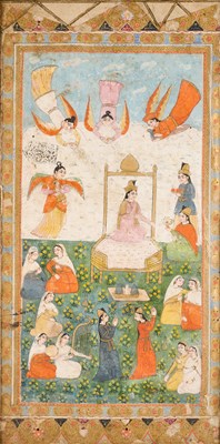 Lot 53 - AN ILLUSTRATED FRONTISPIECE FROM A PERSIAN EPIC, KASHMIR, INDIA, 19TH CENTURY