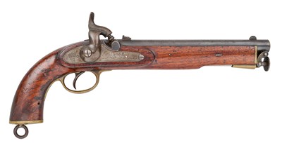 Lot 284 - A RARE 25 BORE PERCUSSION 1856 PATTERN RIFLED SERVICE PISTOL, DATED 1858
