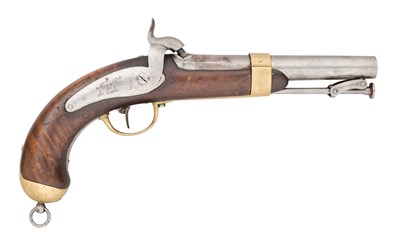 Lot 333 - A FRENCH 22 BORE PERCUSSION MODEL 1837 NAVAL BELT PISTOL, DATED 1839, REIGN OF LOUIS-PHILLIPE