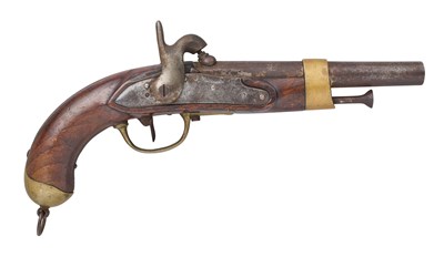 Lot 342 - A PAPAL STATES 15 BORE PERCUSSION MILITARY BELT PISTOL, MID-19TH CENTURY