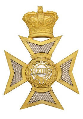 Lot 577 - A VICTORIAN OFFICER’S SHAKO HELMET PLATE OF THE 13TH LIGHT DRAGOONS