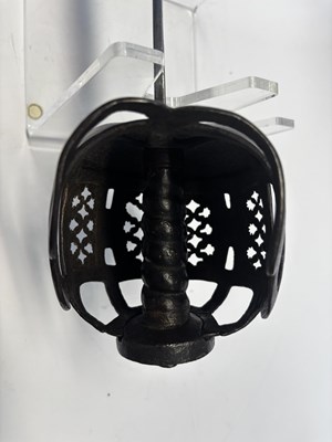 Lot 42 - A RARE ENGLISH OR LOWLAND SCOTTISH BASKET-HILTED BACKSWORD, LATE 16TH/EARLY 17TH CENTURY