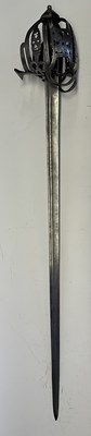 Lot 44 - A SCOTTISH BACKSWORD WITH BASKET GUARD OF GLASGOW TYPE, CIRCA 1720