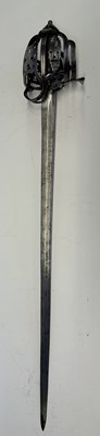 Lot 44 - A SCOTTISH BACKSWORD WITH BASKET GUARD OF GLASGOW TYPE, CIRCA 1720