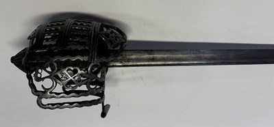 Lot 41 - A FINE SCOTTISH BASKET-HILTED BACKSWORD, THE HILT BY WALTER ALLAN OF STERLING