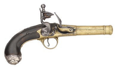 Lot 251 - A VERY RARE FLINTLOCK SILVER-MOUNTED TINDER-LIGHTER DISGUISED AS A PISTOL BY KOLBE OF LONDON