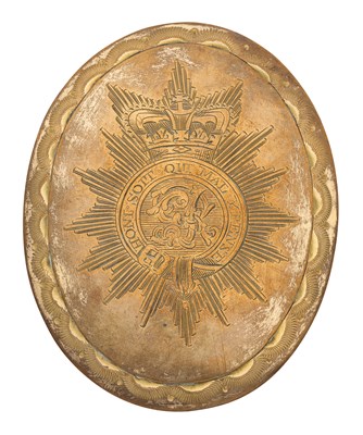 Lot 581 - A GEORGIAN HOUSEHOLD CAVALRY OFFICER'S SHOULDER BELT PLATE, CIRCA 1810