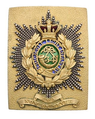 Lot 583 - A 34TH LIGHT INFANTRY (CHICACOLE) OFFICER'S SHOULDER BELT PLATE, CIRCA 1824-55