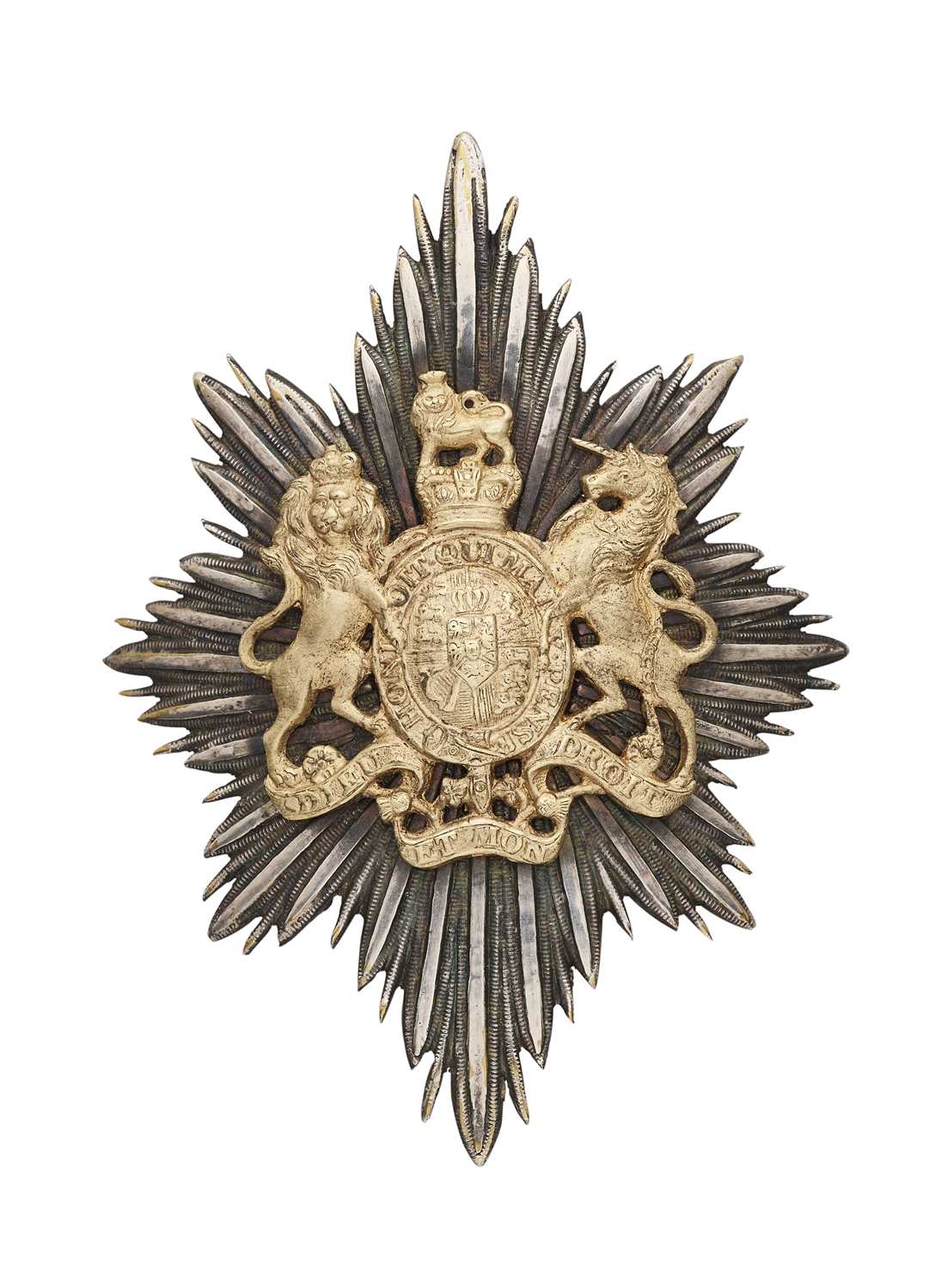 Lot 574 - A GEORGIAN REGENCY GRENADIER GUARDS NON-COMMISSIONED OFFICER'S SHAKO PLATE, CIRCA 1830
