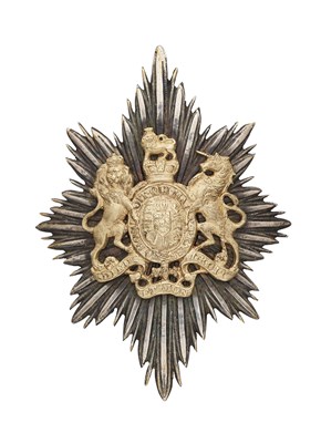 Lot 574 - A GEORGIAN REGENCY GRENADIER GUARDS NON-COMMISSIONED OFFICER'S SHAKO PLATE, CIRCA 1830