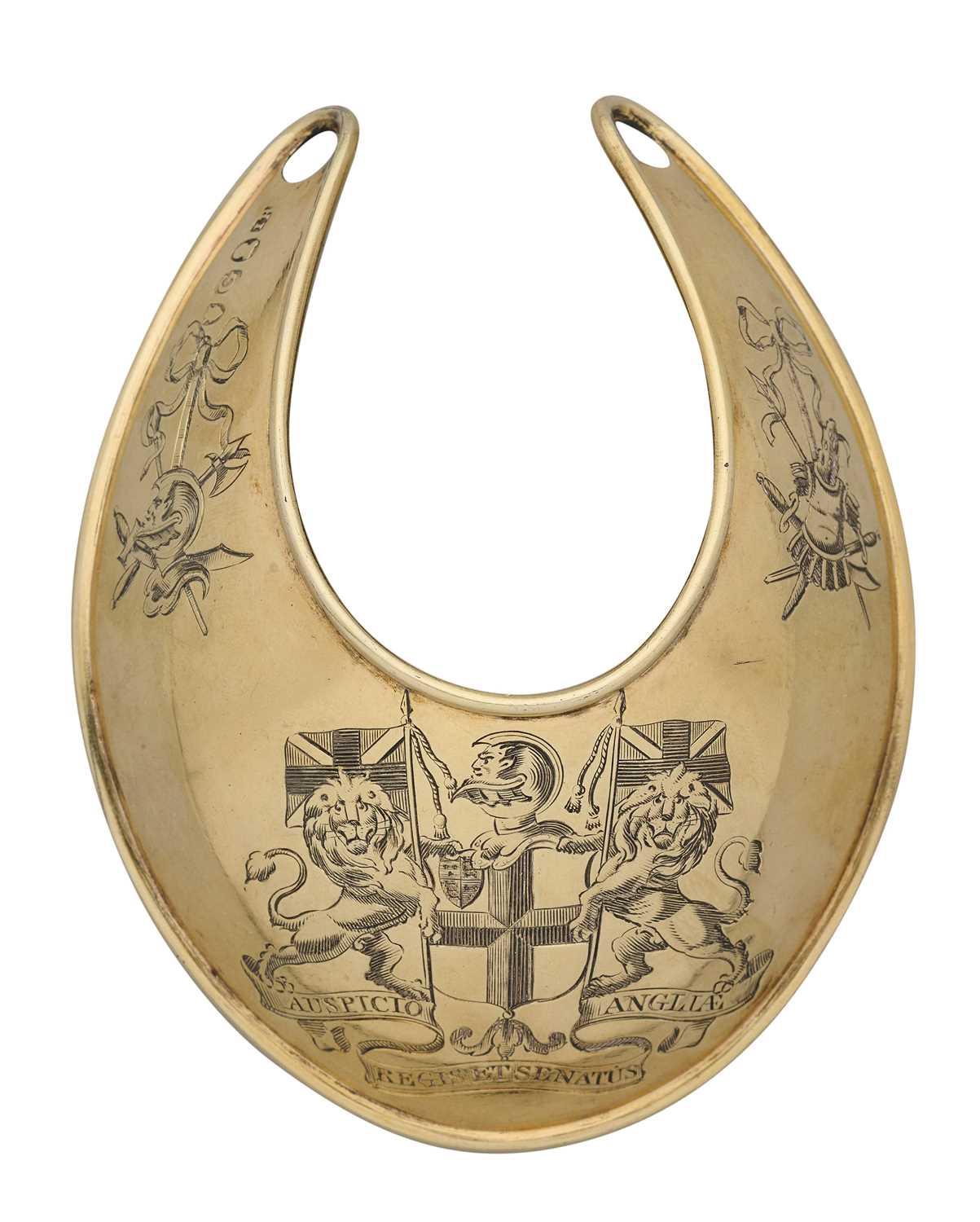 Lot 569 - AN HONOURABLE EAST INDIA COMPANY OFFICER'S SILVER-GILT GORGET, JOHN REILY, LONDON, 1802
