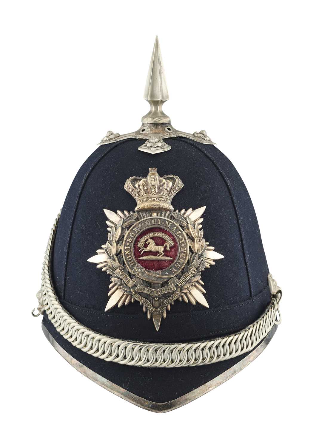 Lot 567 - A VICTORIAN 1881 PATTERN BLUE CLOTH OFFICER’S HELMET OF THE 6TH VOLUNTEER BATTALION