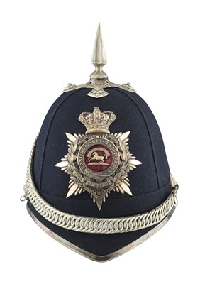 Lot 567 - A VICTORIAN 1881 PATTERN BLUE CLOTH OFFICER’S HELMET OF THE 6TH VOLUNTEER BATTALION