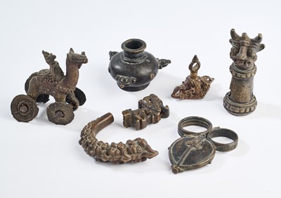 Lot 26 - A COLLECTION OF BRONZE OBJECTS, INDIA, MOSTLY 19TH CENTURY