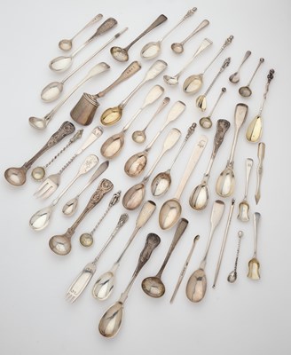 Lot 698 - A GROUP OF MISCELLANEOUS ENGLISH SILVER CONDIMENT SPOONS, PREDOMINANTLY VICTORIAN