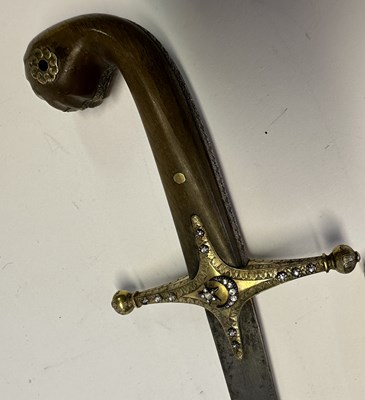 Lot 22 - A TURKISH JEWELLED AND SILVER-GILT MOUNTED SHAMSHIR, REIGN OF ABDULAZIZ