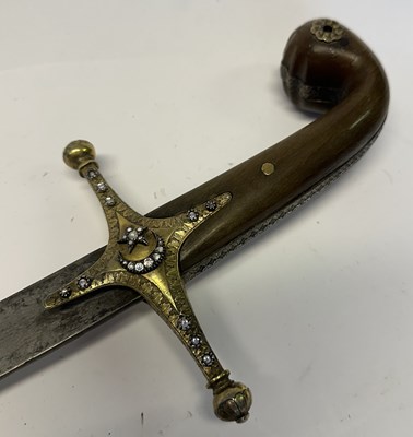 Lot 22 - A TURKISH JEWELLED AND SILVER-GILT MOUNTED SHAMSHIR, REIGN OF ABDULAZIZ